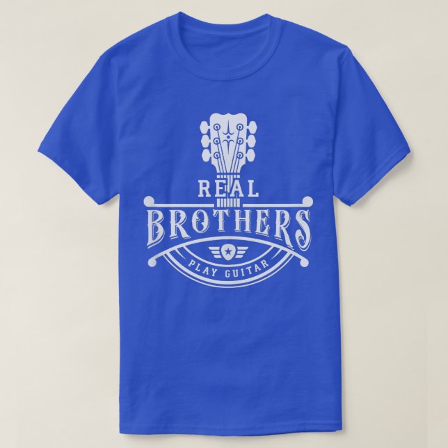 GItarrist Musician Real Brothers Play Guitar Neck  T-Shirt (Design Front)