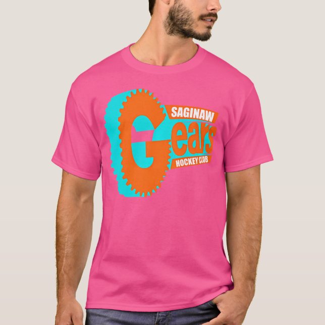 Gitche Gumee Saginaw Gears Hockey Club Black Unise T-Shirt (Front)