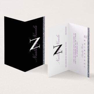 Gitter Contrast Monogram Nail/Beauty Loyalty Business Card