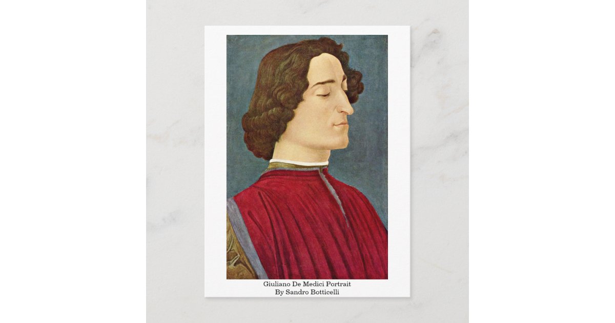 Giuliano De Medici Portrait By Sandro Botticelli Postcard Zazzle Com