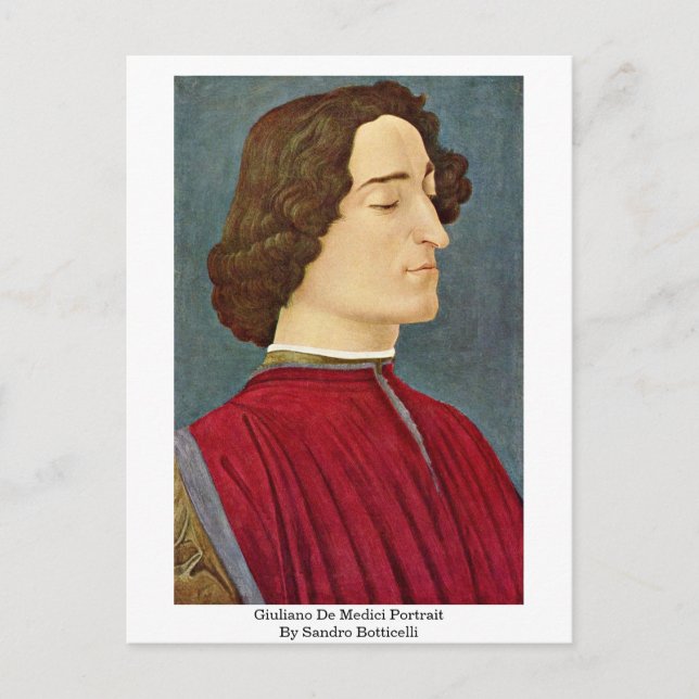 Giuliano De Medici Portrait By Sandro Botticelli Postcard (Front)