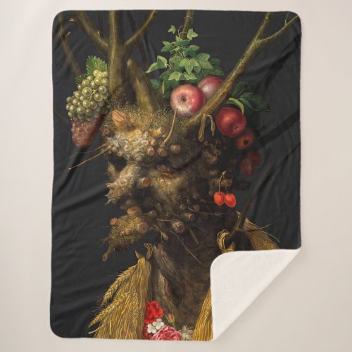 Giuseppe Arcimboldo _ Four Seasons in One Head Sherpa Blanket