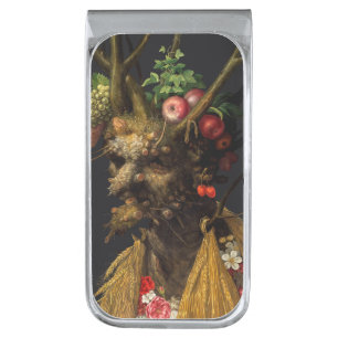 Giuseppe Arcimboldo - Four Seasons in One Head Silver Finish Money Clip