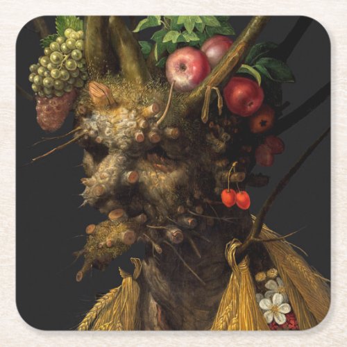 Giuseppe Arcimboldo _ Four Seasons in One Head Square Paper Coaster