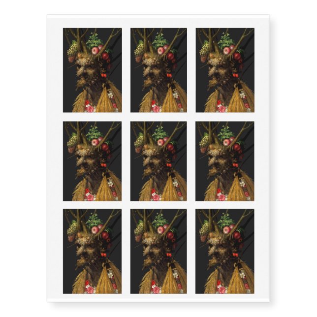 Giuseppe Arcimboldo - Four Seasons in One Head Temporary Tattoos (Front)
