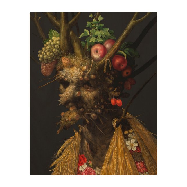 Giuseppe Arcimboldo - Four Seasons in One Head Wood Wall Art (Front)