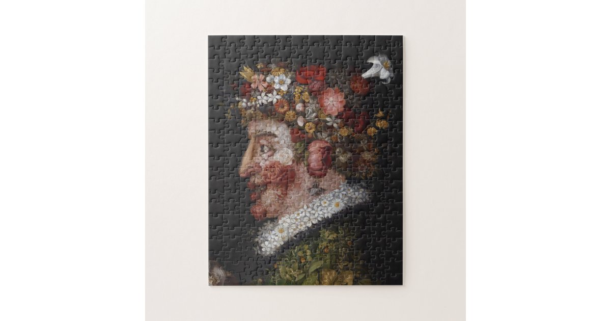 Giuseppe Arcimboldo Puzzle - Flowers on Black | Zazzle
