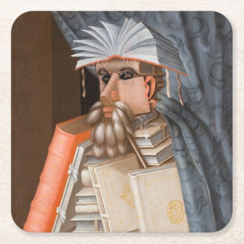 Giuseppe Arcimboldo _ The Librarian Square Paper Coaster