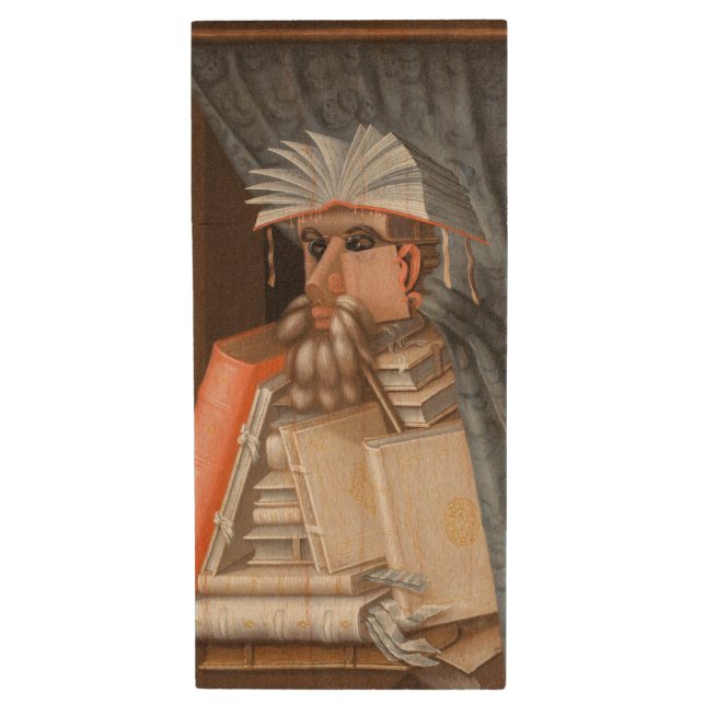 Giuseppe Arcimboldo - The Librarian Wood Flash Drive (Front Vertical)