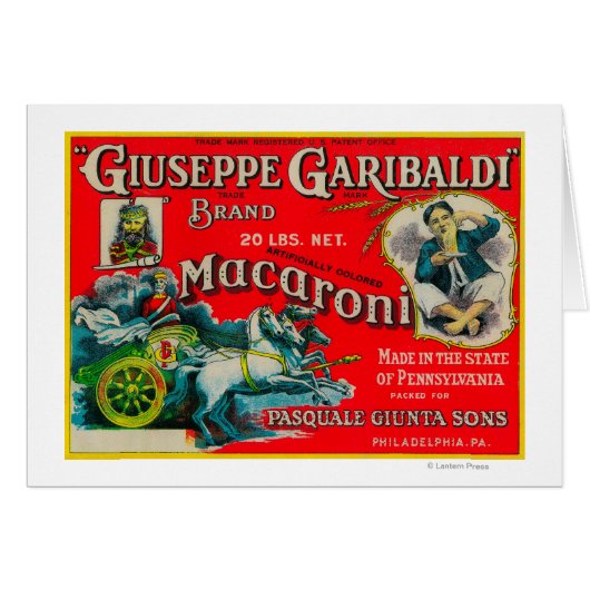 Giuseppe Garibaldi Macaroni Label Cards (Front Horizontal)