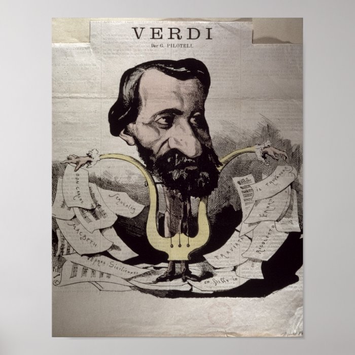 Giuseppe Verdi , caricature, 1860's Print