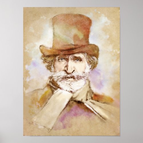 Giuseppe Verdi Portrait im Aquarell Style Poster