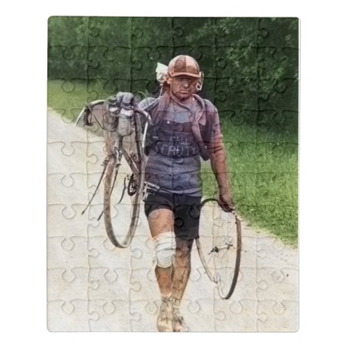 Giusto Cerutti Italian Tour de France Wrecked 1928 Jigsaw Puzzle