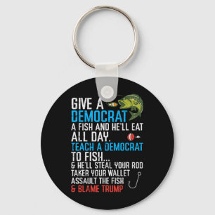 Give A Democrat Fish Funny Fishing Republican Men  Keychain