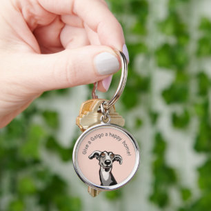 Give a Galgo a happy home, pink, grey, black Keychain
