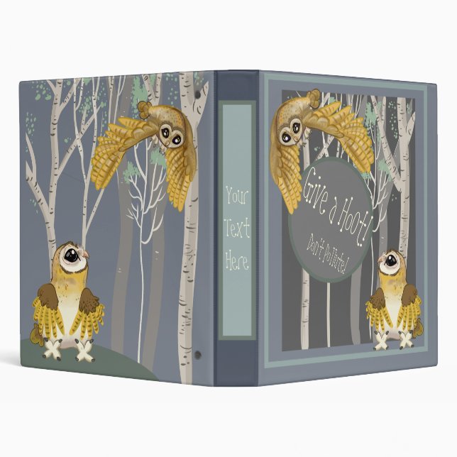 Give a Hoot! barn owl 3 Ring Binder (Background)