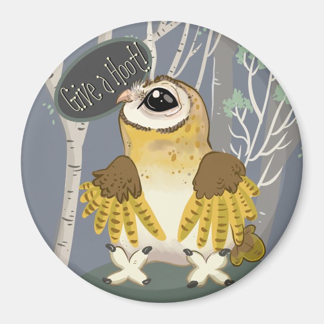 Give a Hoot! Barn Owl Magnet (Front)