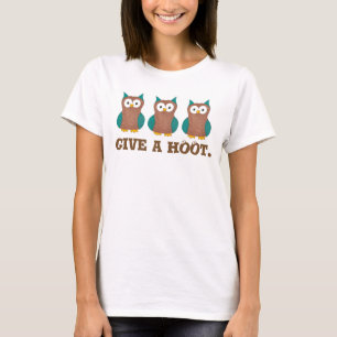 Give a HOOT Cartoon Owl Bird Eyes Owls T-Shirt