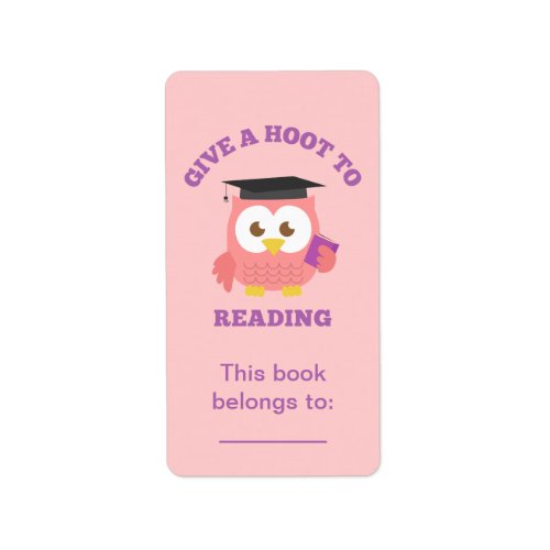 Give a Hoot to Reading Book Owl Label