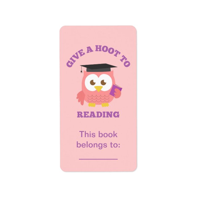 Give a Hoot to Reading, Book Owl Label (Front)
