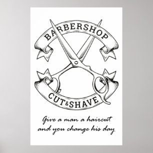 Give a man a haircut poster