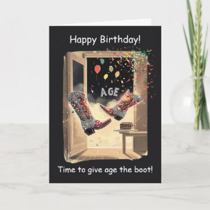 Give Age the Boot Funny Birthday Card