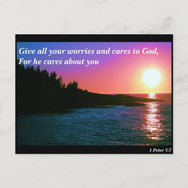 Give all your worries and cares to God Postcard (Front)