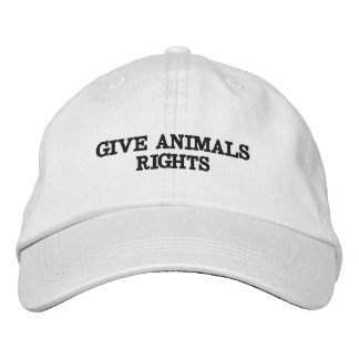 Give Animals Rights Baseball Cap (Black Text)