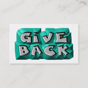 Give Back Quote Modern Teal Gray Chiseled Letters Business Card