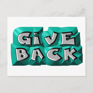 Give Back Quote Wisdom Teal Gray Chiseled Letter Postcard
