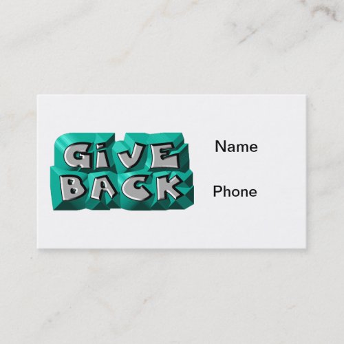 Give Back Quote Wisdom Teal Gray Chiseled Letters Business Card