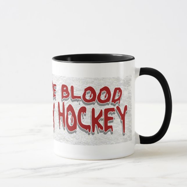 Give Blood Play Hockey Black Mug (Right)