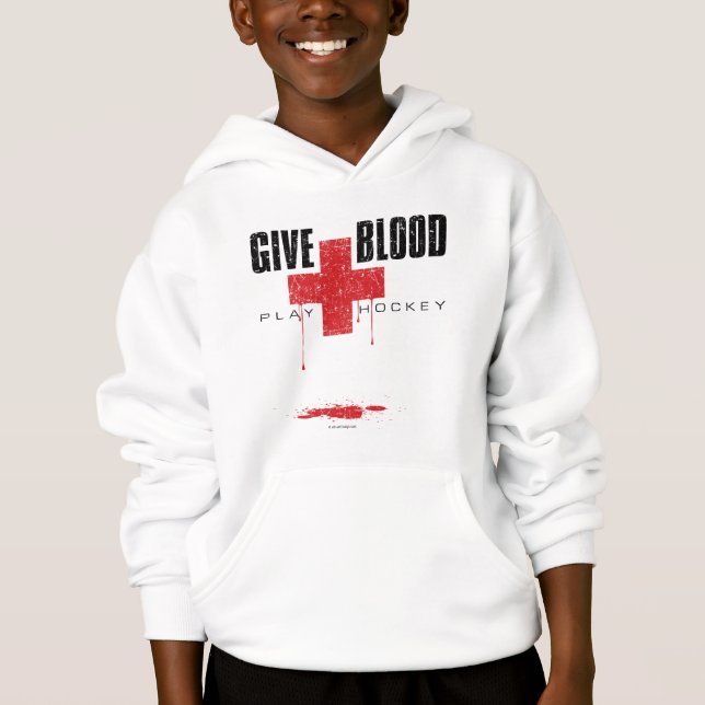 Give Blood Play Hockey Hoodie (Front)