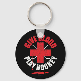 Give Blood Play Hockey v1 Keychain