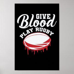 Give Blood Play Rugby Football Sport Poster