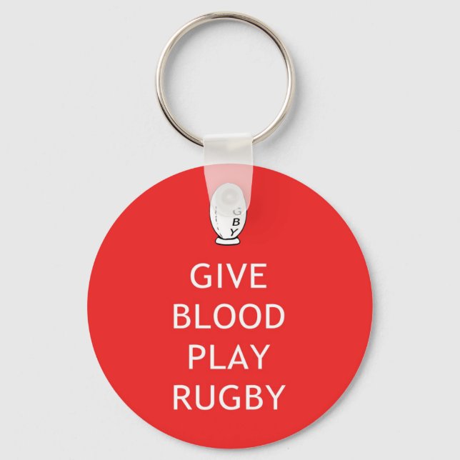 Give Blood Play Rugby Keychain (Front)