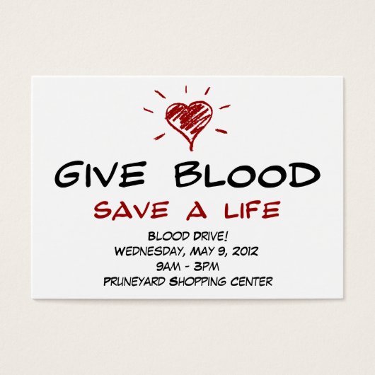 Give Blood Save A Life Blood Drive Chubby Template (Front)