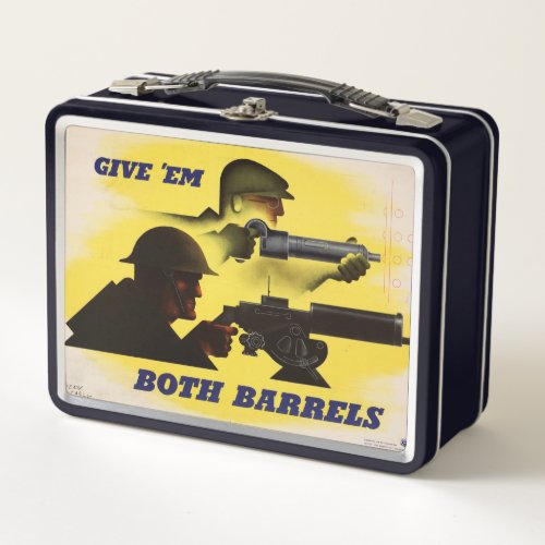 Give Both Barrels WW2 Military  Factory workers Metal Lunch Box