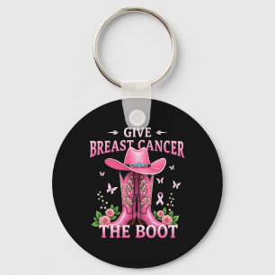 Give Breast Cancer The Boot Cowgirl Cancer Awarene Keychain