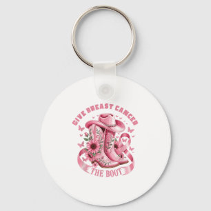 Give Breast Cancer The Boot Cowgirl Cancer Awarene Keychain