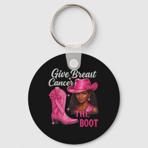 Give Breast Cancer The Boot Cowgirl Cancer Awarene Keychain