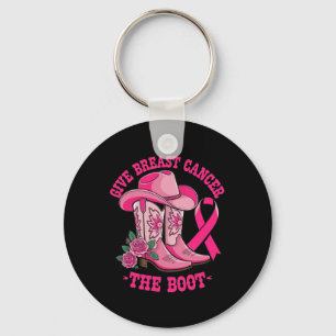 Give Breast Cancer The Boot Cowgirl Cancer Awarene Keychain