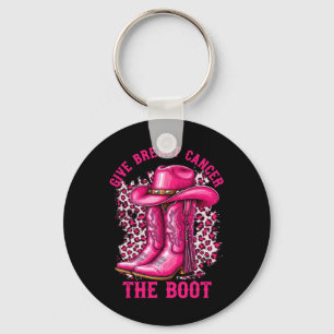 Give Breast Cancer The Boot Cowgirl Cancer Awarene Keychain