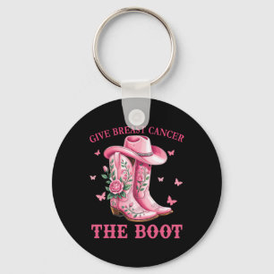 Give Breast Cancer The Boot Cowgirl Cancer Awarene Keychain