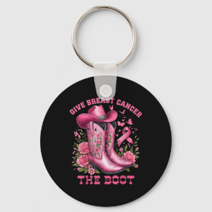 Give Breast Cancer The Boot Cowgirl Cancer Awarene Keychain