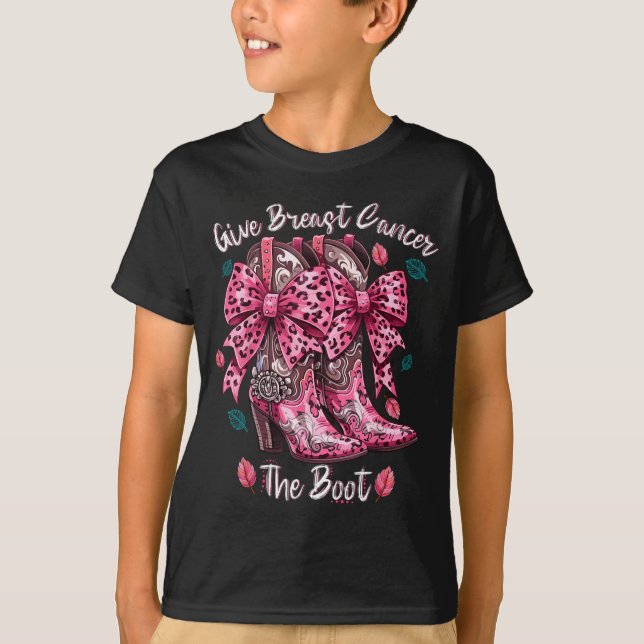 Give Breast Cancer The Boot Nk Cowgirl Western Tee (Front)
