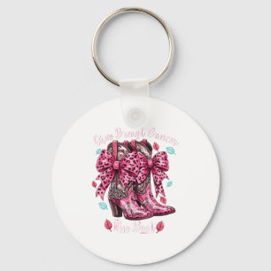 Give Breast Cancer The Boot Nk Cowgirl Western Tee Keychain