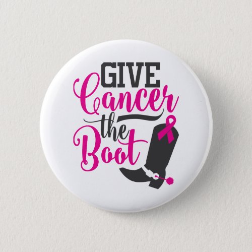 Give Cancer The Boot  Breast Cancer Awareness Button