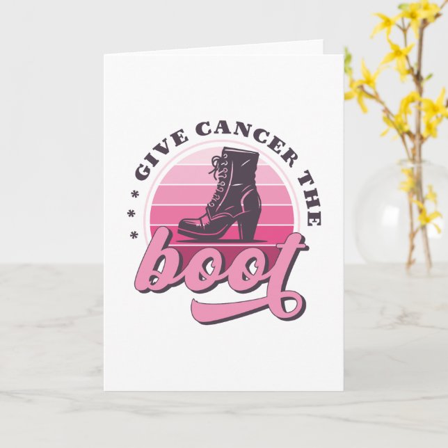 Give Cancer the Boot Breast Cancer Awareness Card (Yellow Flower)