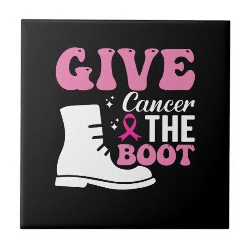 give cancer the boot breast cancer awareness ceramic tile